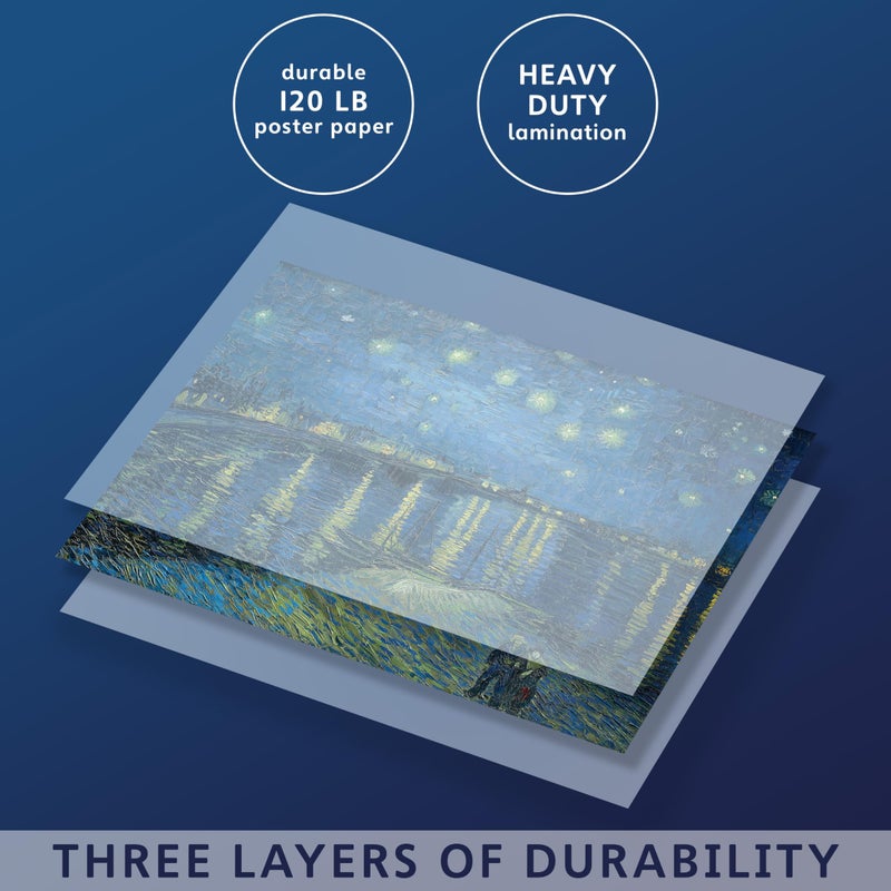 Palace Learning 2 Pack - The Starry Night 1889 & Starry Night Over the Rhone by Vincent Van Gogh - Fine Art Poster Prints (LAMINATED, 18" X 24") - Image 3